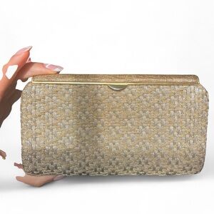 Vintage Gucci mixed metals woven clutch 💛🩶